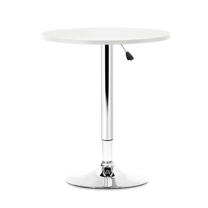 Artiss Bar Table Gas Lift Round White - Furniture > Dining > Dining Tables