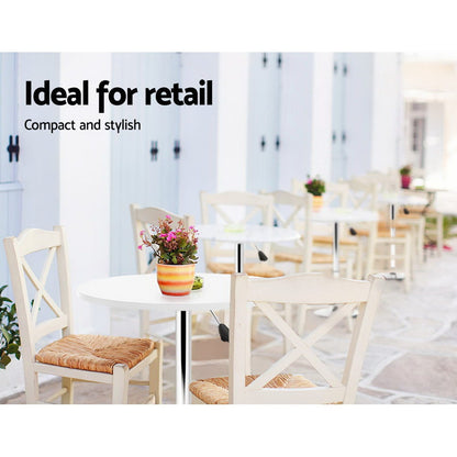 Artiss Bar Table Gas Lift Round White - Furniture > Dining > Dining Tables