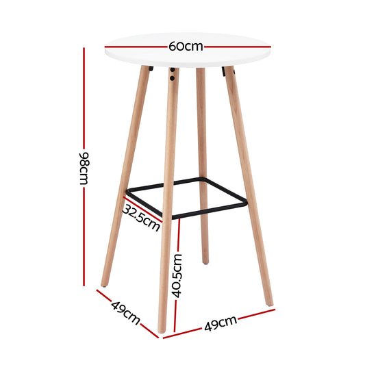 Bar Table Round Counter Kitchen Dining Desk Pub 98cm Height Wood White