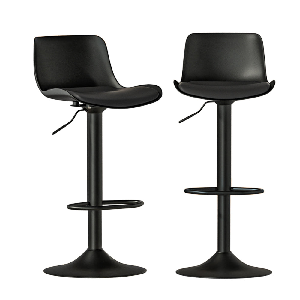 Artiss 2x Bar Stools Padded Seat Gas Lift Black - Furniture > Bar Stools & Chairs > Table & Bar Stools