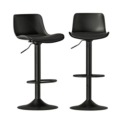 Artiss 2x Bar Stools Padded Seat Gas Lift Black - Furniture > Bar Stools & Chairs > Table & Bar Stools
