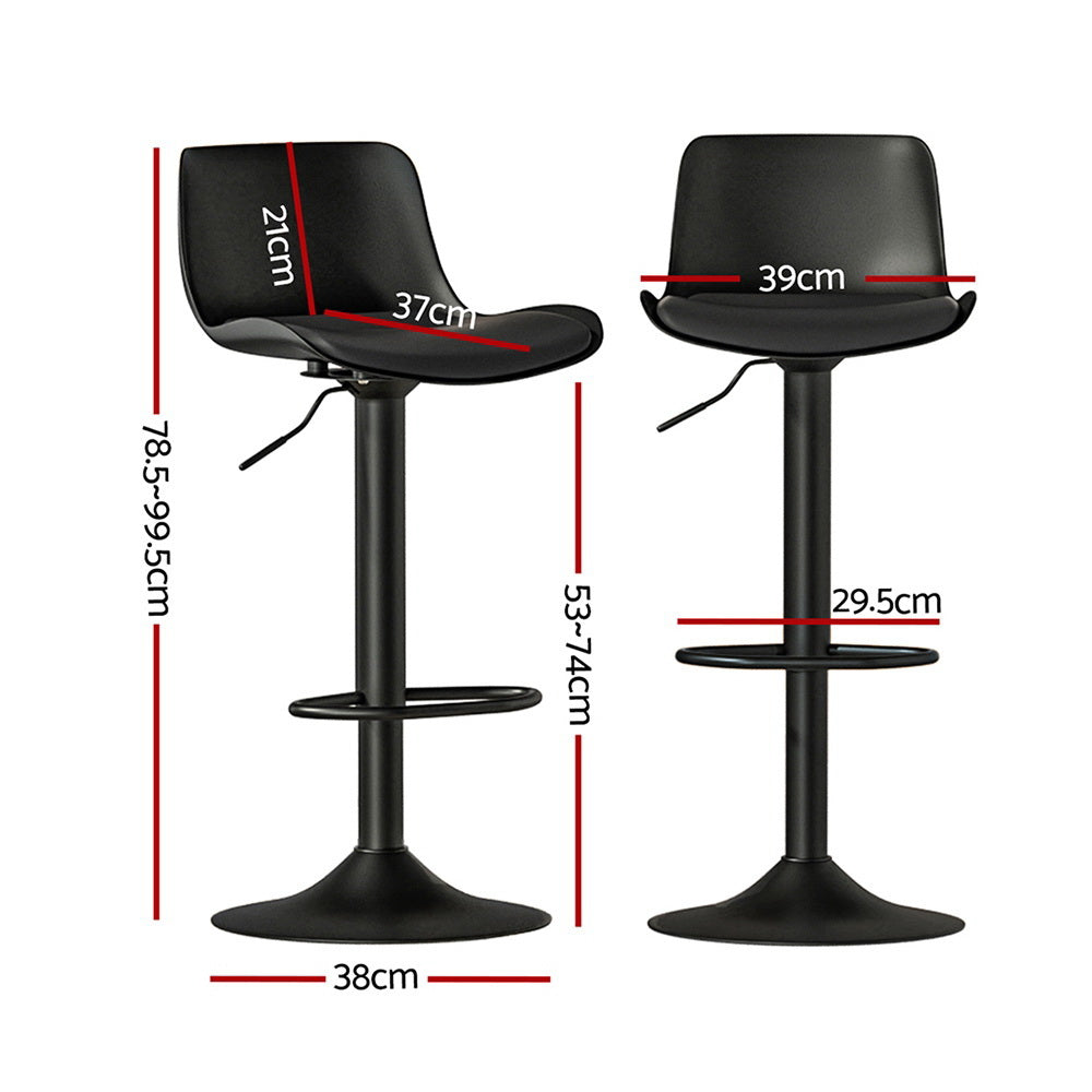 Artiss 4x Bar Stools Padded Seat Gas Lift Black - Furniture > Bar Stools & Chairs > Massage Chairs