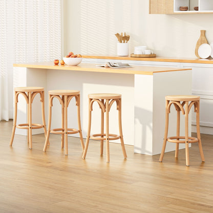 Artiss 4x Bar Stoosl Rattan Seat Wooden - Furniture > Bar Stools & Chairs > Massage Chairs