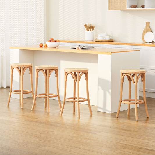 Artiss 4x Bar Stoosl Rattan Seat Wooden - Furniture > Bar Stools & Chairs > Massage Chairs
