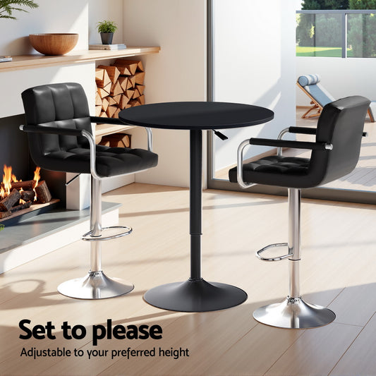 Bar Table and 2 Stools Set - Gas Lift Black
