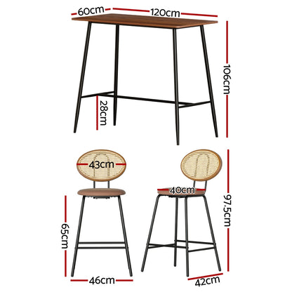 Artiss Bar Table Stools Set Dining Desk Industrial Kitchen Chairs Cafe Pub - Furniture > Bar Stools & Chairs > Table &