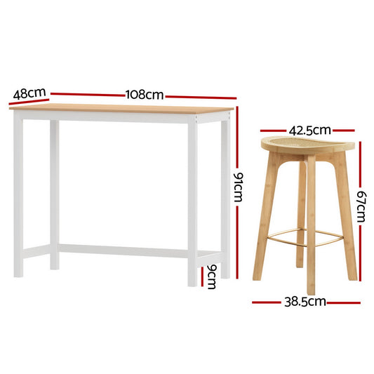 Bar Table and Stools Set Dining Desk Kitchen Chairs Cafe Pub