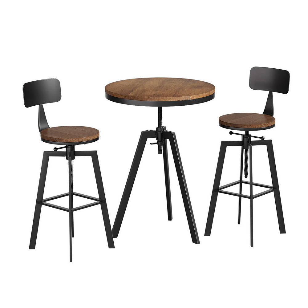 Artiss Bar Table and Stools Set Dining Desk Industrial Kitchen Chairs Cafe Pub - Furniture > Bar Stools & Chairs >