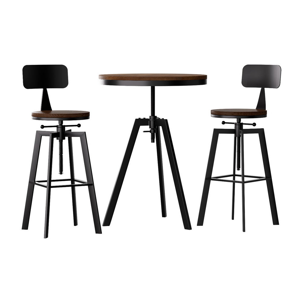 Artiss Bar Table and Stools Set Dining Desk Industrial Kitchen Chairs Cafe Pub - Furniture > Bar Stools & Chairs >