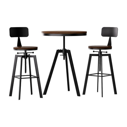 Artiss Bar Table and Stools Set Dining Desk Industrial Kitchen Chairs Cafe Pub - Furniture > Bar Stools & Chairs >