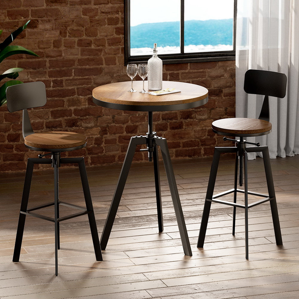 Artiss Bar Table and Stools Set Dining Desk Industrial Kitchen Chairs Cafe Pub - Furniture > Bar Stools & Chairs >