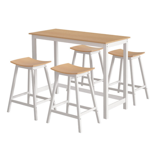 Artiss Bar Table and Stools Set Dining Desk Solid Wood Kitchen Chairs Cafe Pub - Furniture > Bar Stools & Chairs >