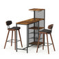 3Pcs Bar Table and Stools Set Dining Table Solid Wood Kitchen Chairs Cafe Pub
