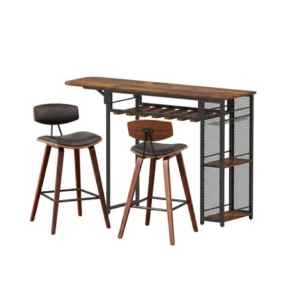3PCS Bar Table and Stools Set Dining Table Solid Wood Kitchen Chairs Cafe Pub