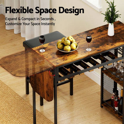3PCS Bar Table and Stools Set Dining Table Solid Wood Kitchen Chairs Cafe Pub