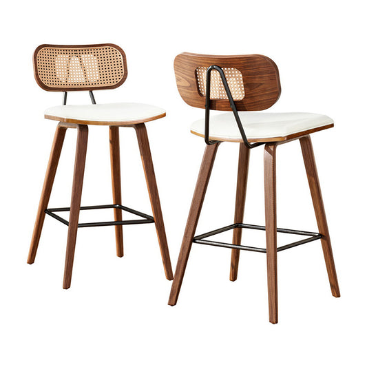 2x Artiss Bar Stools Kitchen Counter Rattan Chairs PU Leather Padding Furniture > Bar Stools & Chairs > Table & Bar