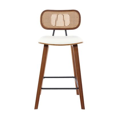 2x Artiss Bar Stools Kitchen Counter Rattan Chairs PU Leather Padding Furniture > Bar Stools & Chairs > Table & Bar