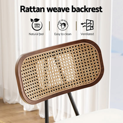 2x Artiss Bar Stools Kitchen Counter Rattan Chairs PU Leather Padding Furniture > Bar Stools & Chairs > Table & Bar