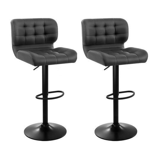 Artiss 2x Bar Stools Gas Lift Leather Padded Grey - Furniture > Bar Stools & Chairs > Table & Bar Stools
