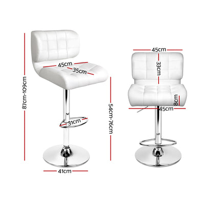 Artiss 4x Bar Stools Gas Lift Leather Padded White - Furniture > Bar Stools & Chairs > Table & Bar Stools