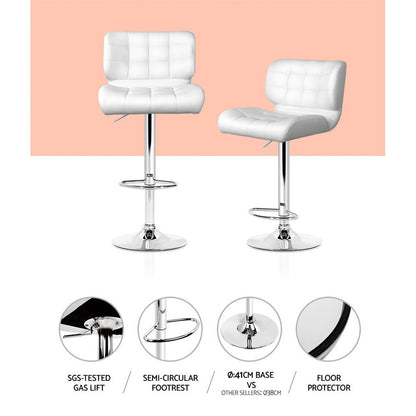 Artiss 4x Bar Stools Gas Lift Leather Padded White - Furniture > Bar Stools & Chairs > Table & Bar Stools