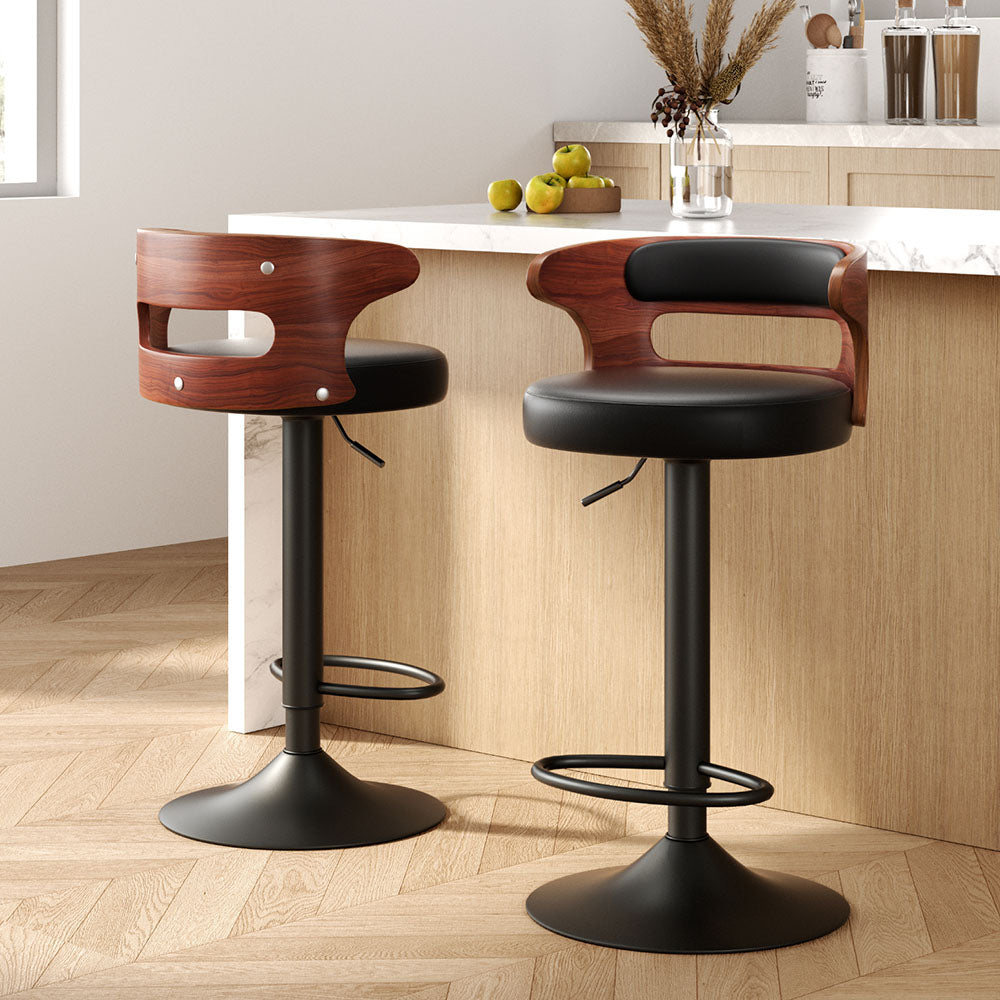 Artiss 2x Bar Stools Gas Lift Faux Leather Furniture > Bar Stools & Chairs > Table & Bar Stools