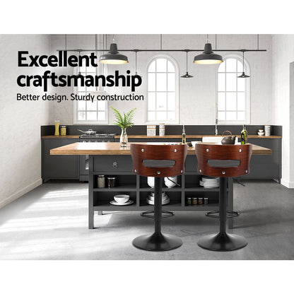 Artiss 2x Bar Stools Gas Lift Faux Leather Furniture > Bar Stools & Chairs > Table & Bar Stools
