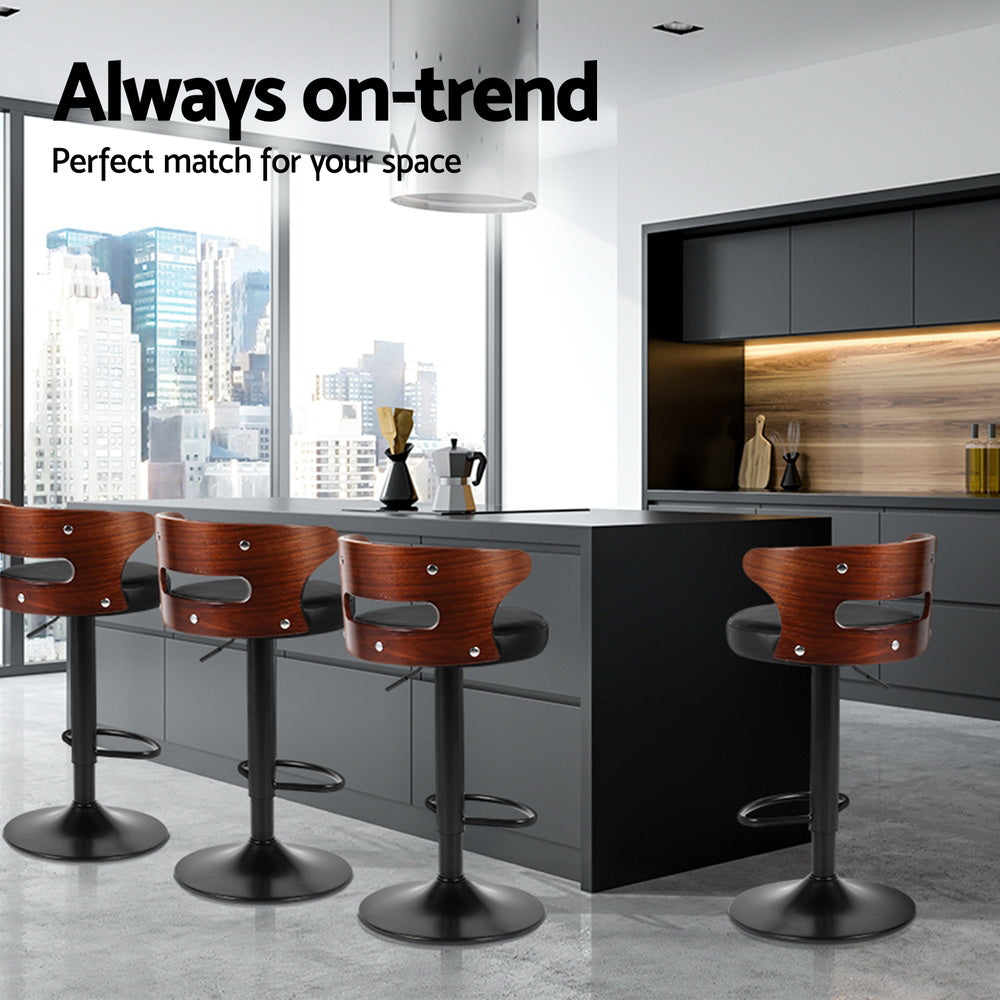 Artiss 4x Bar Stools Gas Lift Faux Leather Furniture > Bar Stools & Chairs > Table & Bar Stools