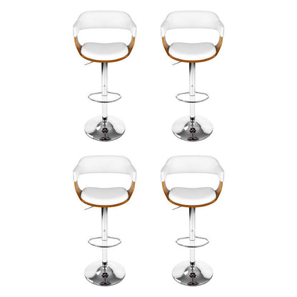 4x Artiss Bar Stools Gas Lift Leather with Armrest White - Furniture > Bar Stools & Chairs > Table & Bar Stools