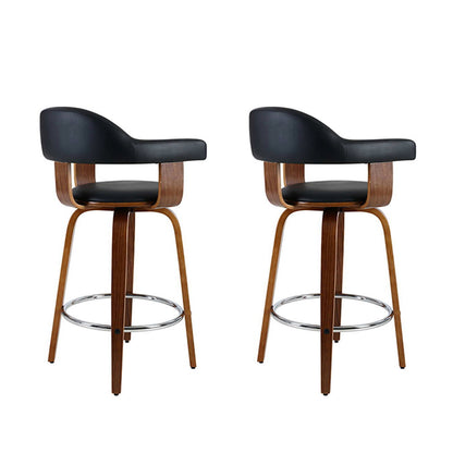 Artiss 2x Bar Stools Leather Seat Wooden Legs Furniture > Bar Stools & Chairs > Table & Bar Stools