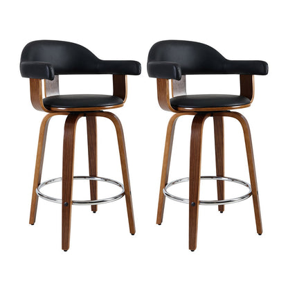 Artiss 2x Bar Stools Leather Seat Wooden Legs Furniture > Bar Stools & Chairs > Table & Bar Stools
