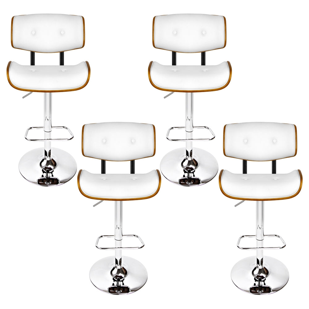 Artiss 4x Bar Stools Gas Lift Leather White - Furniture > Bar Stools & Chairs > Massage Chairs