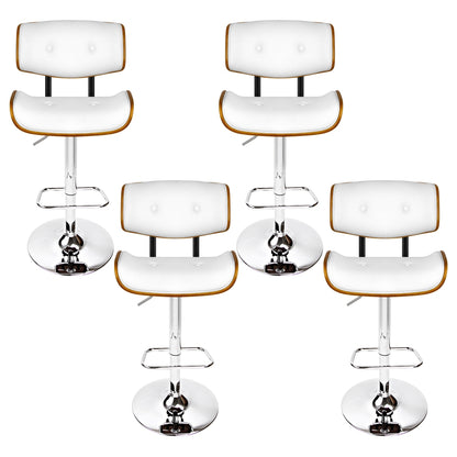 Artiss 4x Bar Stools Gas Lift Leather White - Furniture > Bar Stools & Chairs > Massage Chairs