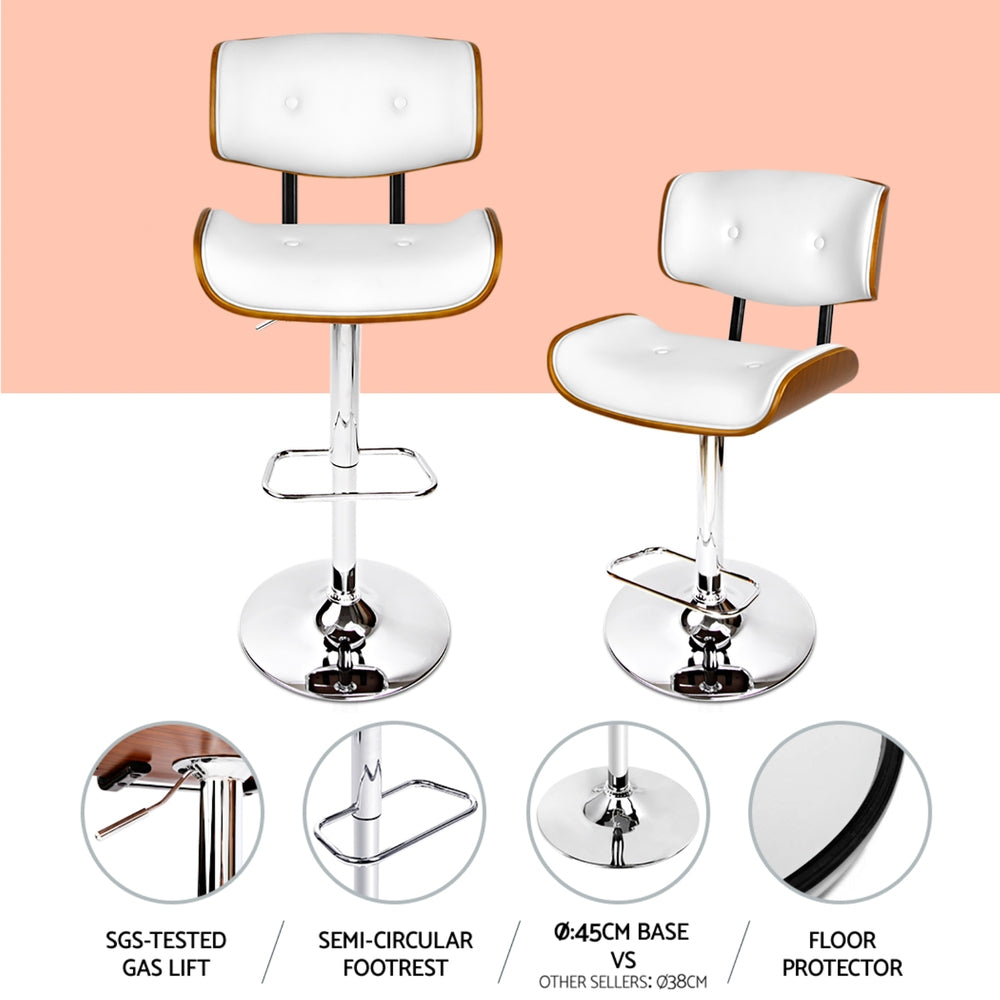 Artiss 4x Bar Stools Gas Lift Leather White - Furniture > Bar Stools & Chairs > Massage Chairs