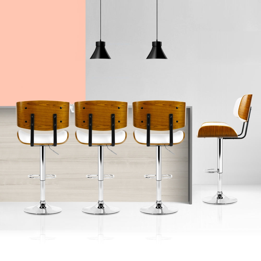 Artiss 4x Bar Stools Gas Lift Leather White - Furniture > Bar Stools & Chairs > Massage Chairs