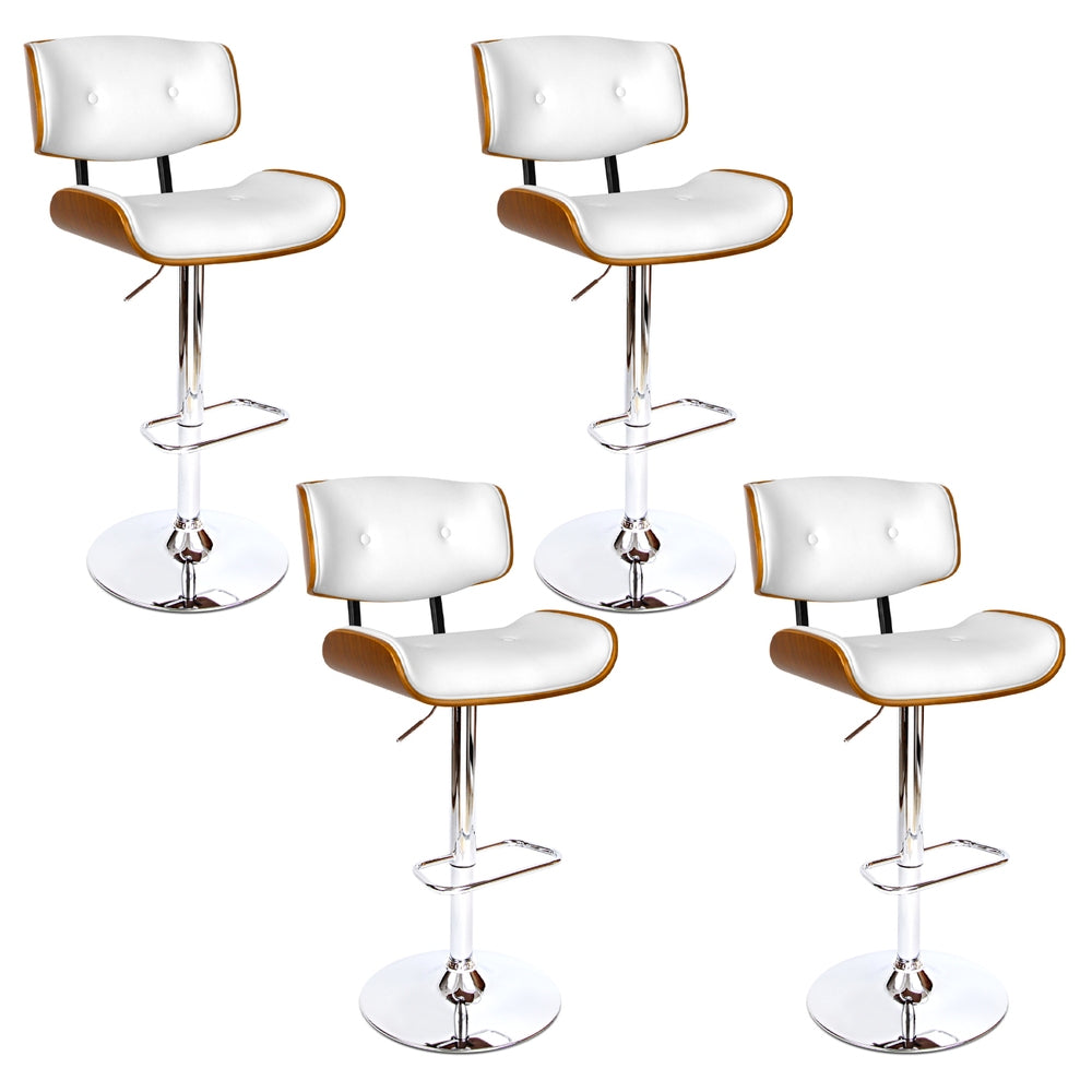 Artiss 4x Bar Stools Gas Lift Leather White - Furniture > Bar Stools & Chairs > Massage Chairs