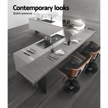 Artiss 4x Bar Stools Gas Lift Leather All Black - Furniture > Bar Stools & Chairs > Table & Bar Stools