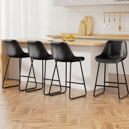 Artiss 4x Bar Stools Leather Padded Metal Legs Black - Furniture > Bar Stools & Chairs > Massage Chairs