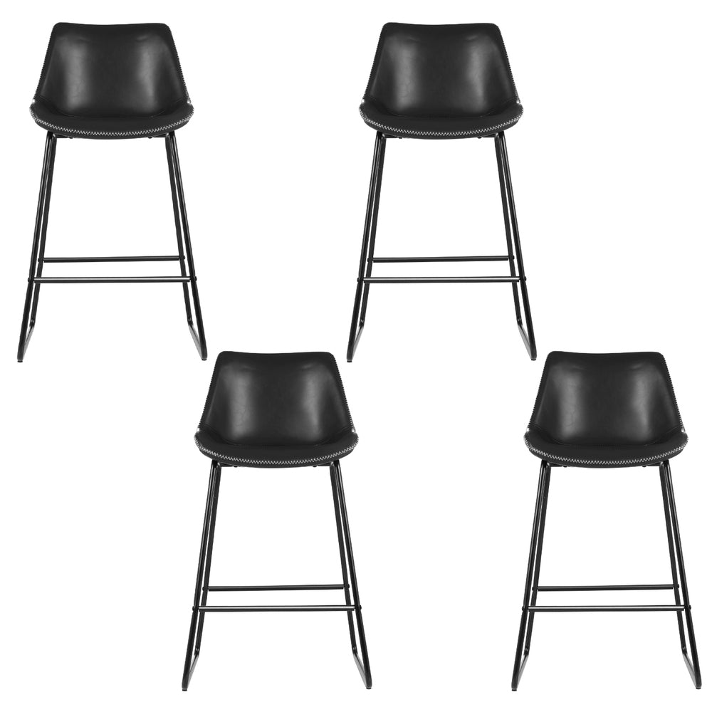 Artiss 4x Bar Stools Leather Padded Metal Legs Black - Furniture > Bar Stools & Chairs > Massage Chairs