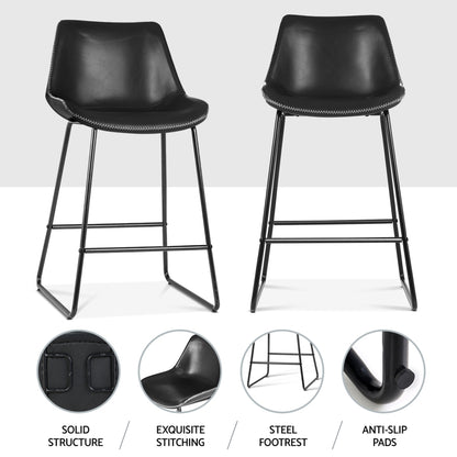 Artiss 4x Bar Stools Leather Padded Metal Legs Black - Furniture > Bar Stools & Chairs > Massage Chairs