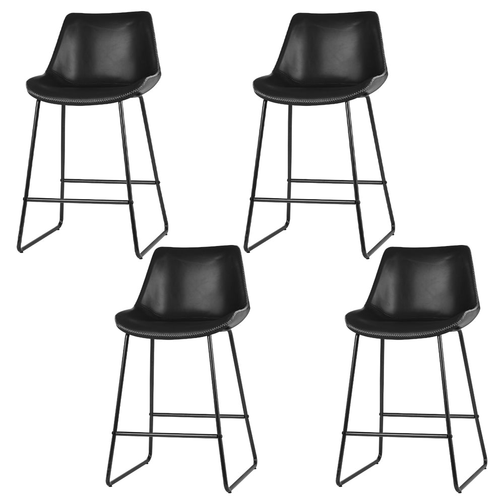 Artiss 4x Bar Stools Leather Padded Metal Legs Black - Furniture > Bar Stools & Chairs > Massage Chairs