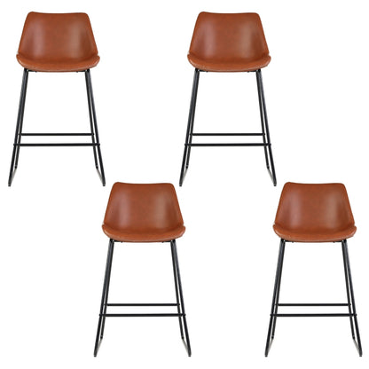 Artiss 4x Bar Stools Leather Padded Metal Legs Brown - Furniture > Bar Stools & Chairs > Massage Chairs