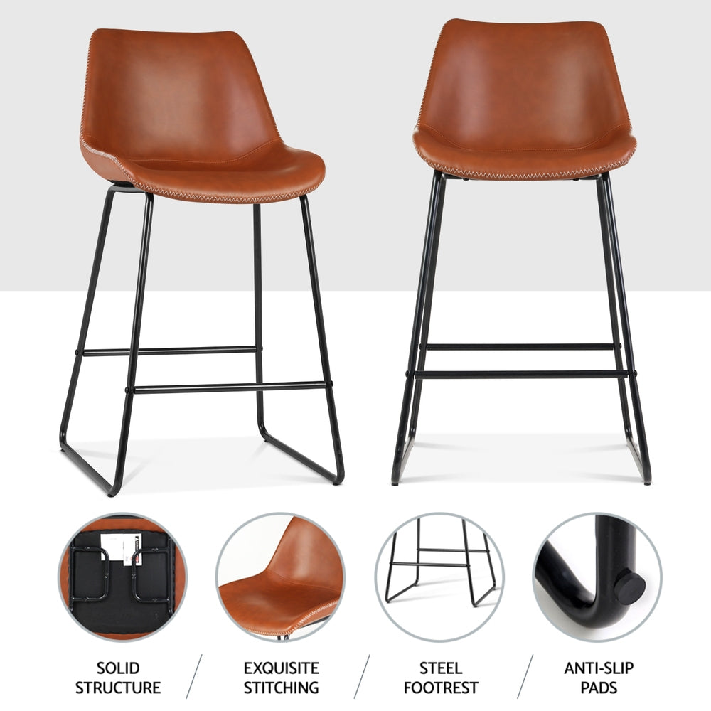 Artiss 4x Bar Stools Leather Padded Metal Legs Brown - Furniture > Bar Stools & Chairs > Massage Chairs