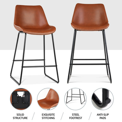 Artiss 4x Bar Stools Leather Padded Metal Legs Brown - Furniture > Bar Stools & Chairs > Massage Chairs