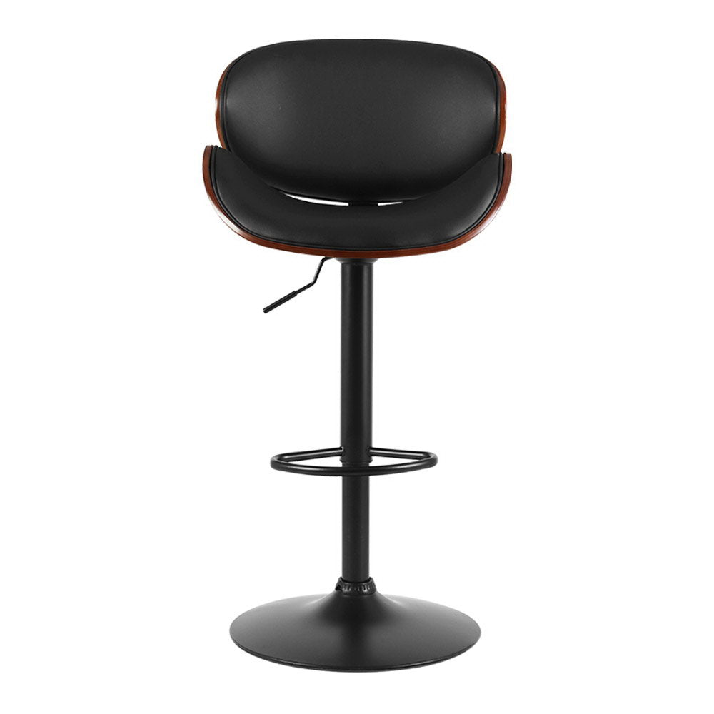 Artiss Bar Stools Kitchen Leather Barstools Swivel Gas Lift Chairs Black x2 - Furniture > Bar Stools & Chairs > Table &