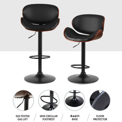 Artiss 4x Bar Stools Gas Lift Leather Padded Black - Furniture > Bar Stools & Chairs > Table & Bar Stools
