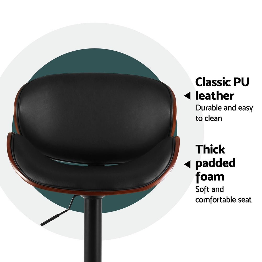 Artiss 4x Bar Stools Gas Lift Leather Padded Black - Furniture > Bar Stools & Chairs > Table & Bar Stools