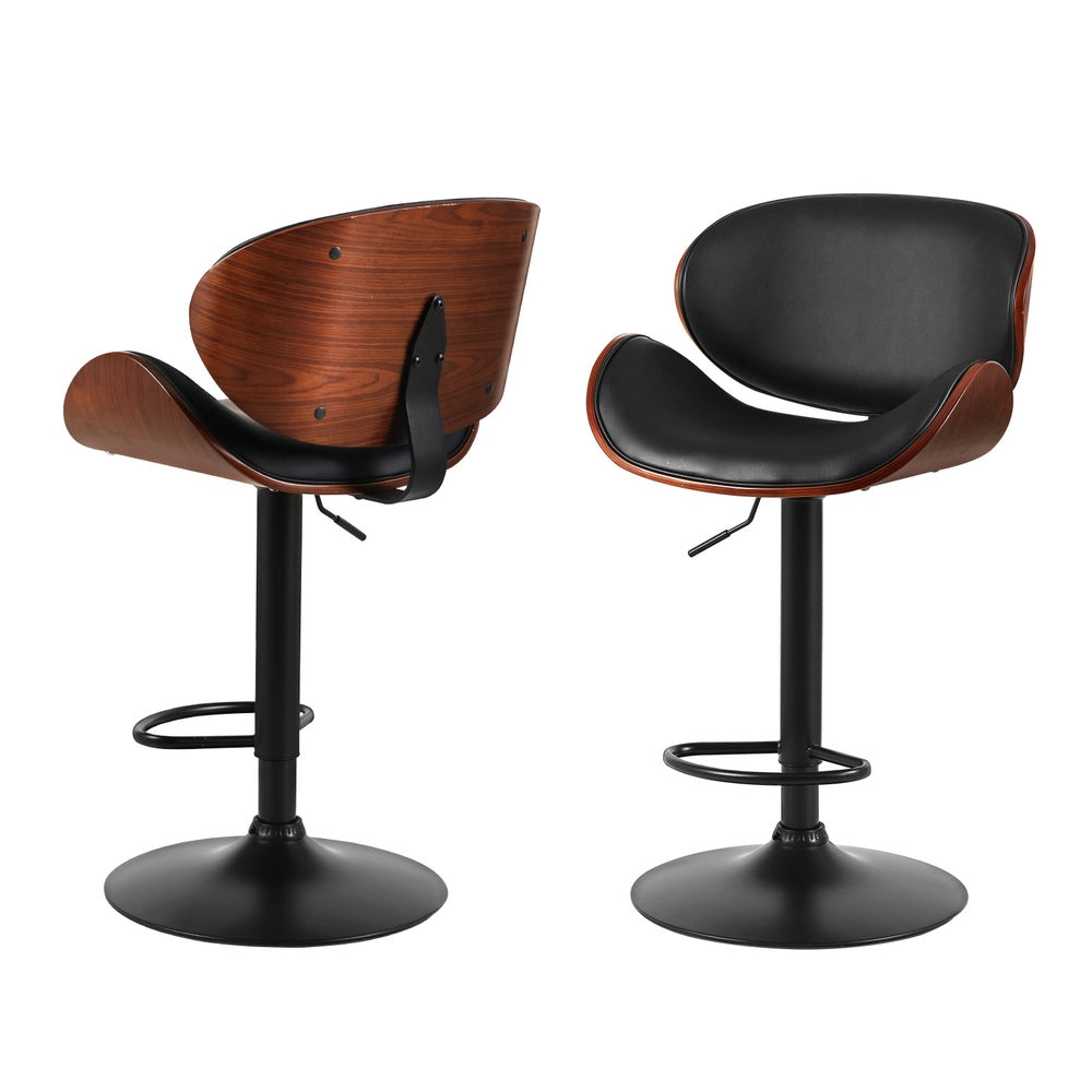 Artiss 4x Bar Stools Gas Lift Leather Padded Black - Furniture > Bar Stools & Chairs > Table & Bar Stools