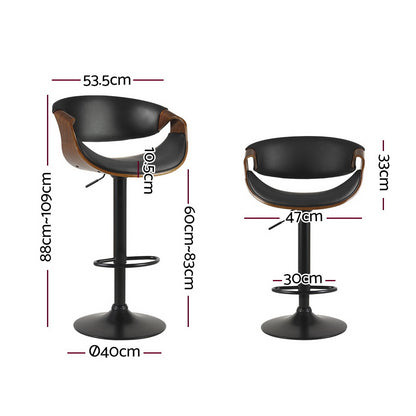 Artiss Bar Stools Gas Lift Leather w/Armrest Furniture > Bar Stools & Chairs > Table & Bar Stools