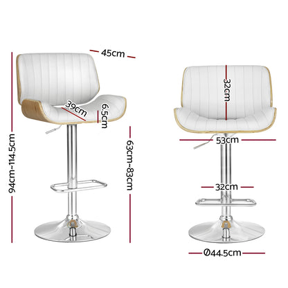 Artiss Bar Stools Swivel Leather Chairs Wooden - Furniture > Bar Stools & Chairs > Table & Bar Stools